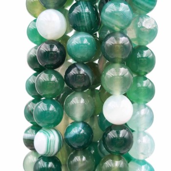 Agata verde striata tonda liscia 10 mm pacco 10 pz