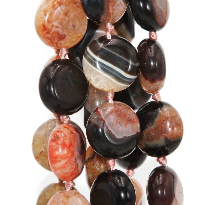 Agata striata nera e quarzo gettone 19 mm liscio 5 pz (strqua-13) - pietreeminuterie.com