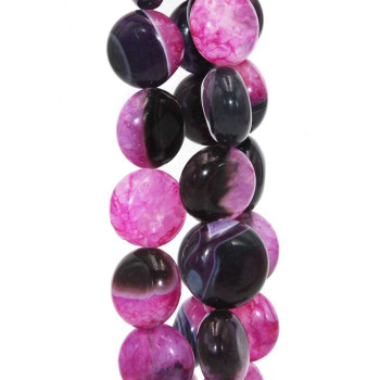 Agata striata rosa e quarzo gettone 20 mm liscio 5 pz