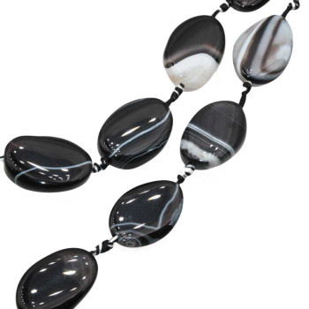 Agata nera striata ovale 30x22 mm conf.1 pz