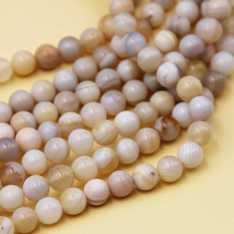 Agata striata bianco/grigio ronda liscia 8 mm filo da 40 cm (bigri-04) - pietreeminuterie.com