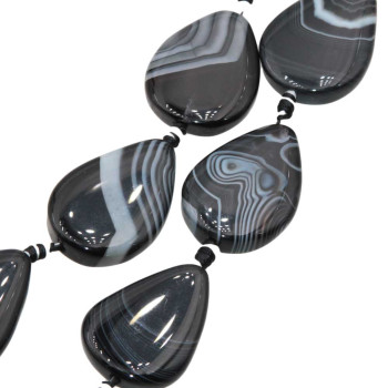 Agata striata nera e bianca goccia 35xx24 mm con. 1 pz