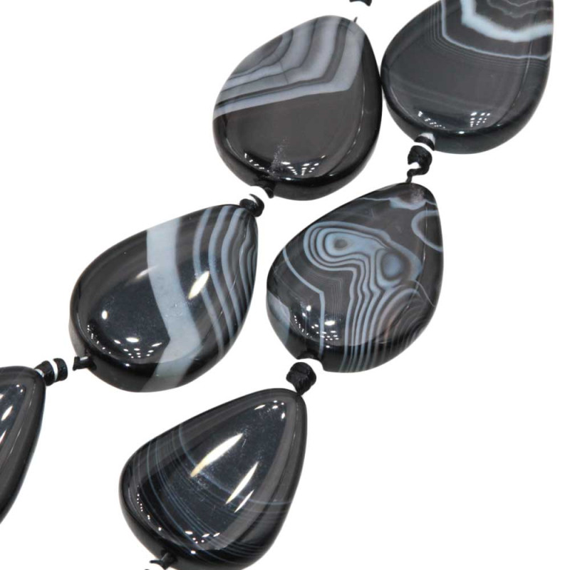 Agata striata nera e bianca goccia 35xx24 mm con. 1 pz (gocc-stri99) - pietreeminuterie.com