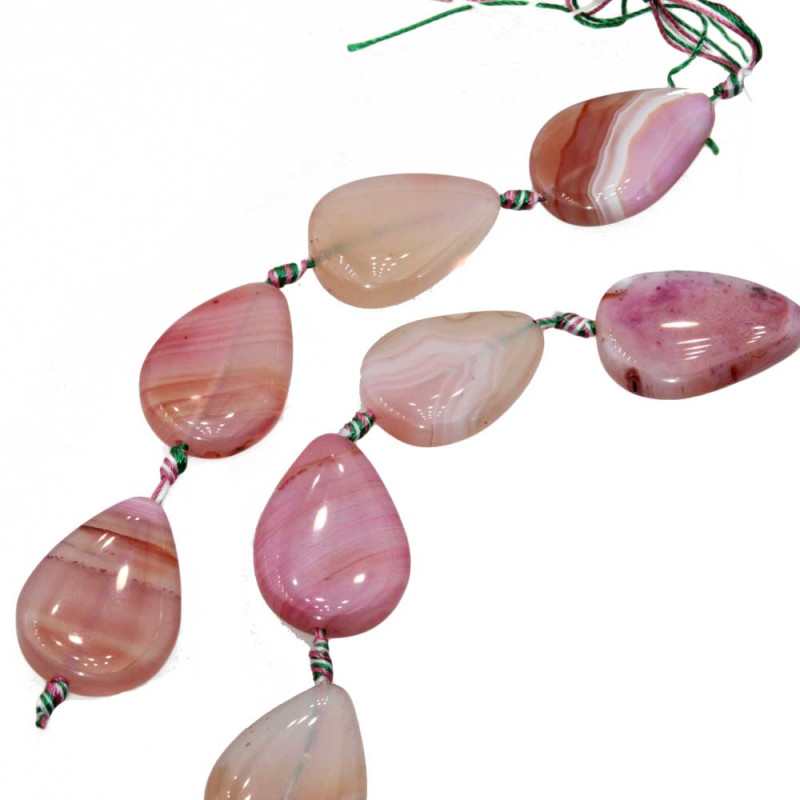 Piastra agata striata rosa goccia 36x24 mm conf.1 pz (stri-pink1) - pietreeminuterie.com
