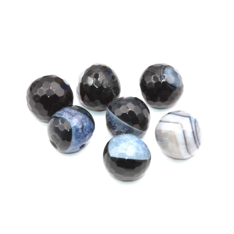 Agata striata tonda irregolare nera e viola con inclusioni di quarzo 17.5 mm 4 pz (stri-qu22) - pietreeminuterie.com