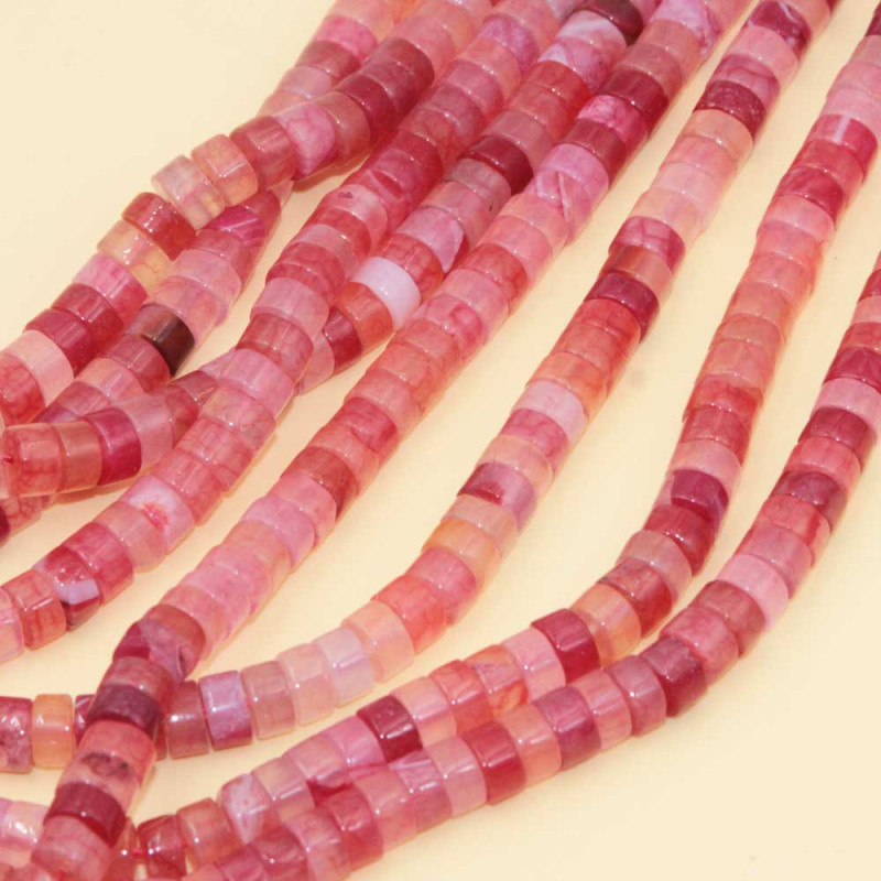 Rondelle pietre dure agata rosa striata 6x3.4 mm filo 40 cm (rond-4-pink) - pietreeminuterie.com