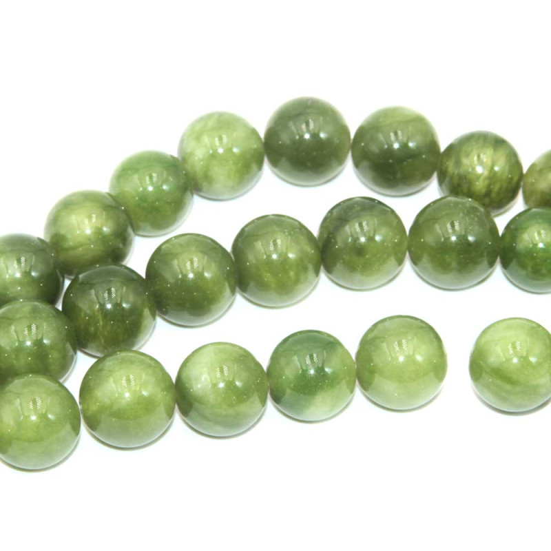 Agata verde tonda liscia 13 mm filo 40 cm (verd-0p111) - pietreeminuterie.com