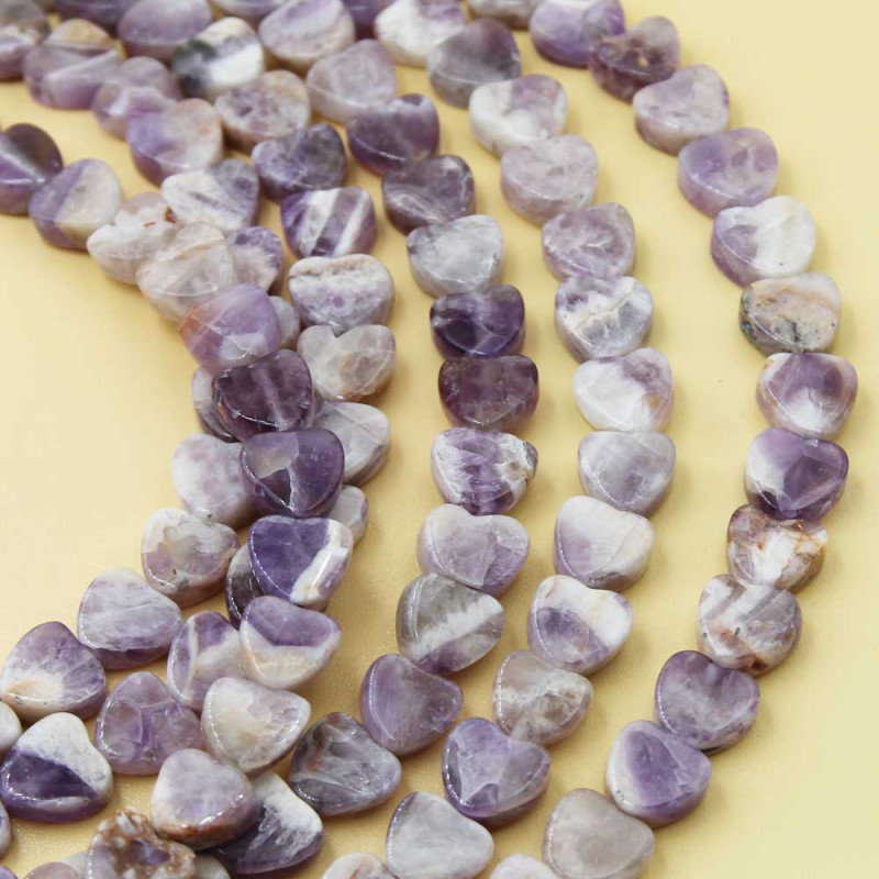 Ametista cuori lisci 9.5 mm filo 40 cm (ame-ea-1) - pietreeminuterie.com
