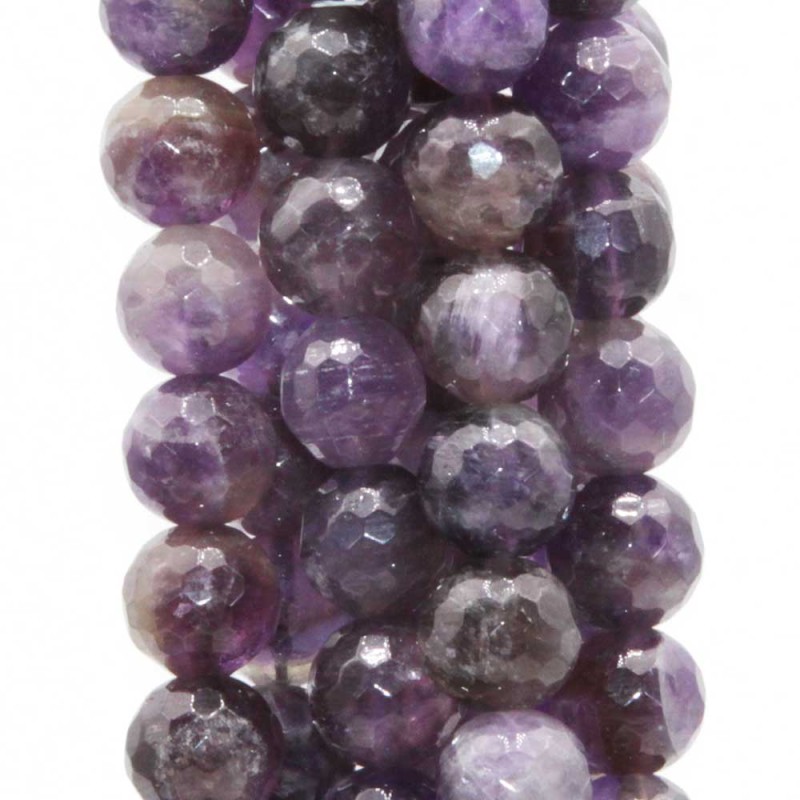 Ametista tonda sfaccettata 8 mm grado aaa filo da 40 cm (amet8mm) - pietreeminuterie.com