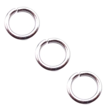 Anellini aperti 5x08 mm rodio pacco 100 pezzi