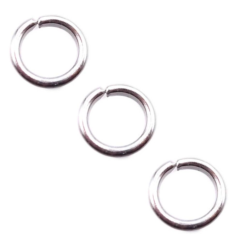 Anellini aperti 5x08 mm rodio pacco 100 pezzi (anrod5) - pietreeminuterie.com