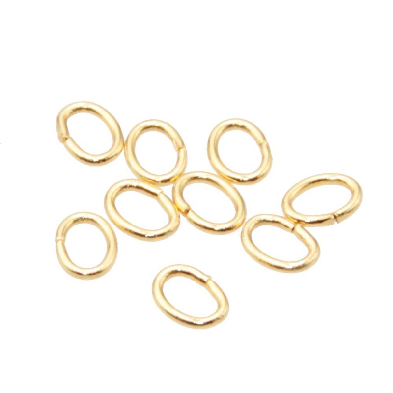 Anellini in acciaio ovali oro 4.5x3 mm conf. 50 pz (ov-ac55) - pietreeminuterie.com