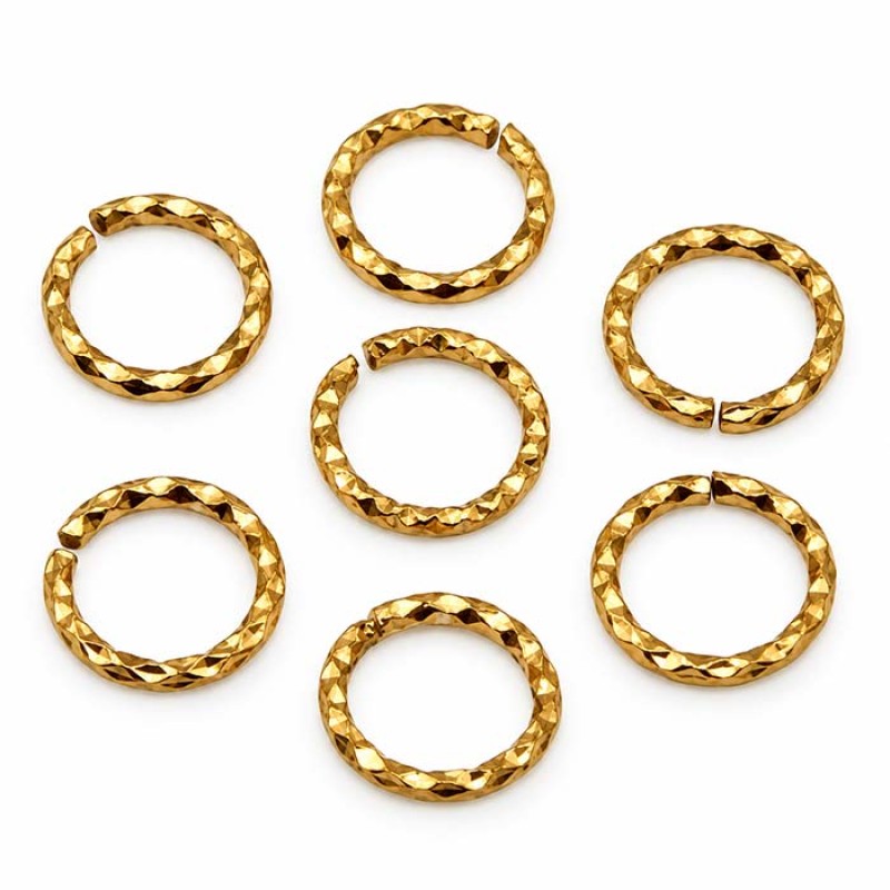 Anellini in acciaio oro diamantati 7x1 mm conf. 20pz Anellini in acciaio oro diamantati 7x1 mm conf. 20pz