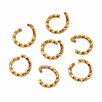 Anellini in acciaio oro torti 5 mm conf, 20 pz