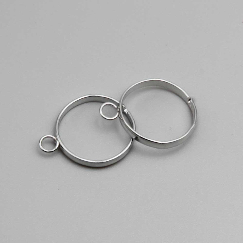 Base anello regolabile in ottone rodio conf. 5 pz (anel-f3) - pietreeminuterie.com