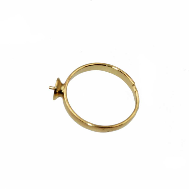 Base anello regolabile oro con perno per applicare perle conf. 5 pz (anel-2) - pietreeminuterie.com