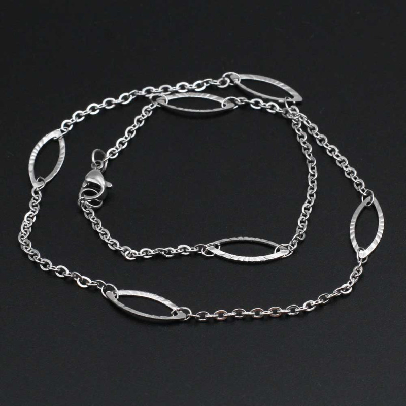Bracciale completo acciaio goccia allungata doppio giro 1 pz (37ucircaa) - pietreeminuterie.com
