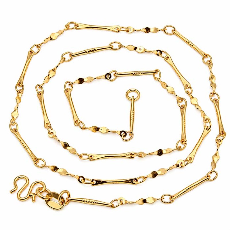Collana maglia doppia maglia placcata oro 24kt conf. 1 pz (24-gold-1) - pietreeminuterie.com