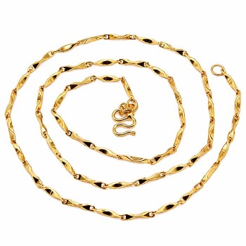 Collana maglia colonna schiacciata 9x1.5 mm rame placcata oro 24kt 1pz Collana maglia colonna schiacciata 9x1.5 mm rame placcata oro 24kt 1pz