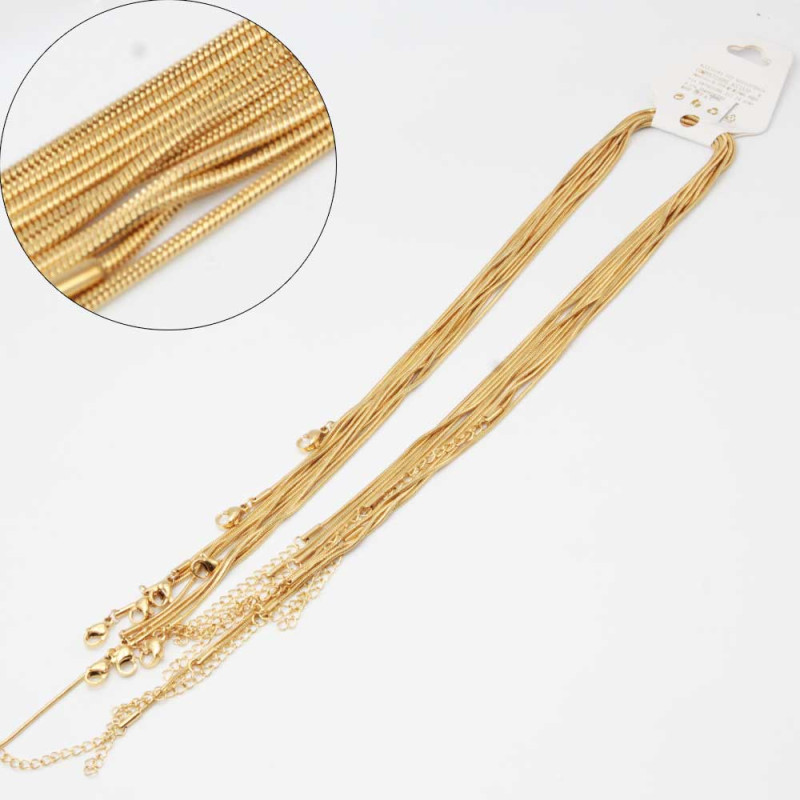 Base collana acciaio oro serpentina 45+5 cm conf. 1 pz (col-019pp) - pietreeminuterie.com
