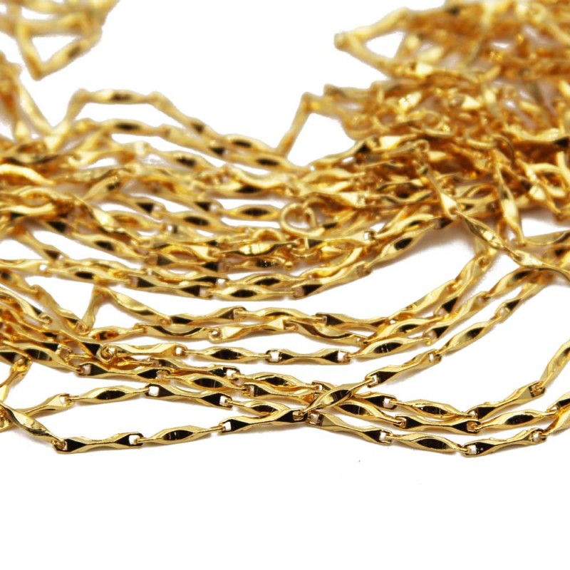 Collana maglia colonna scavata placcata oro 24kt conf. 1 pz