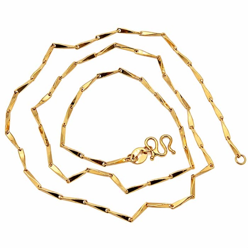 Collana maglia colonna schiacciata 7.5x1.5 mm rame placcata oro 24kt 1pz Collana maglia colonna schiacciata 7.5x1.5 mm rame placcata oro 24kt 1pz