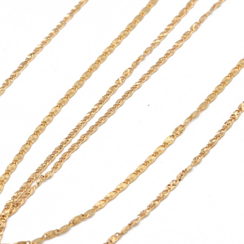 Collana maglia piatta intagliata placcata oro 24kt conf. 1 pz