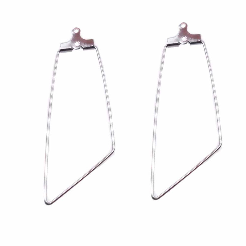 Base orecchini in acciaio inox 46x17 mm pacco 2 pz (xsq5) - pietreeminuterie.com