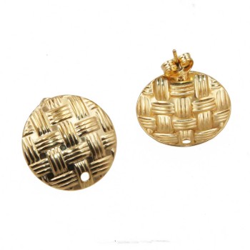 Orecchini acciaio oro disco 20 mm 2 pz