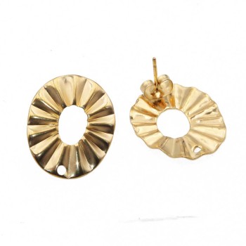 Orecchini acciaio oro ovali 21x17 mm 2 pz