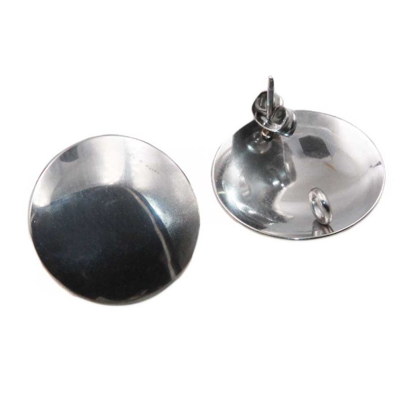 Orecchini acciaio disco 20 mm 2 pz (or-ov-10) - pietreeminuterie.com