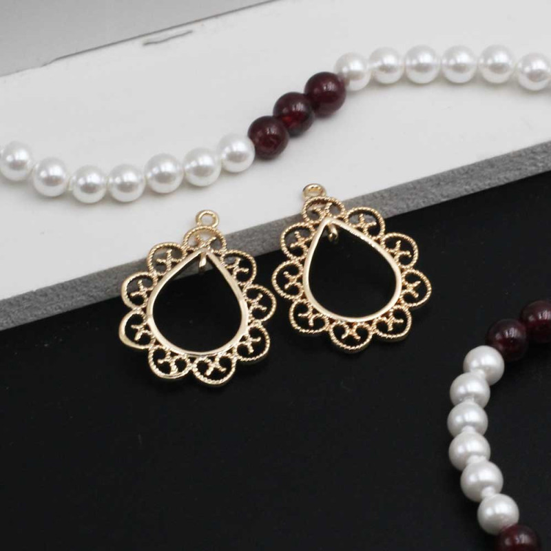 Base orecchini placcato oro 14 kt 22x17 mm 2 pz (14ktore10) - pietreeminuterie.com