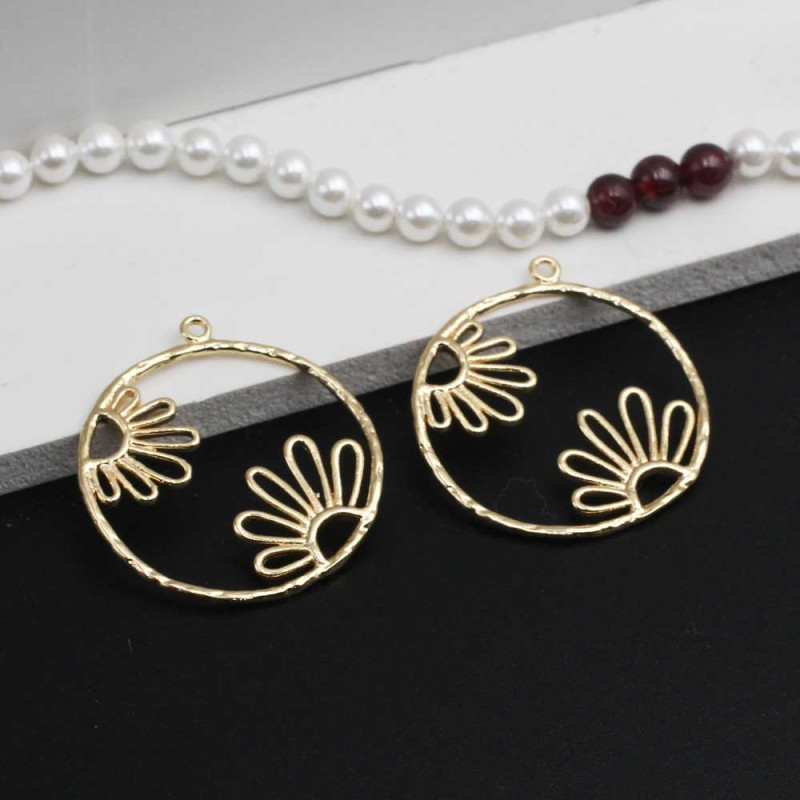 Base orecchini placcato oro 14 kt 28 mm 2 pz (14ktore9) - pietreeminuterie.com