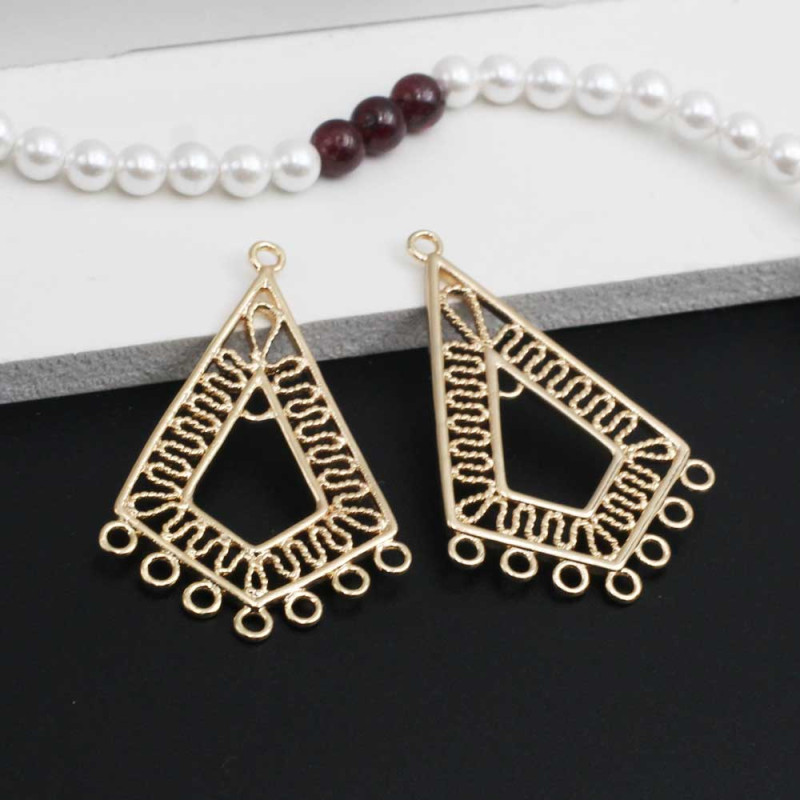 Base orecchini placcato oro 14 kt 37.5x24 mm 2 pz (14ktore44) - pietreeminuterie.com