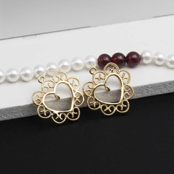 Base orecchini placcato oro 14 kt cuore 17.5x17 mm 2 pz