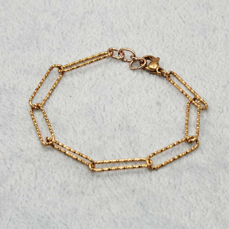 Base bracciale acciaio maglie ovali diamantate 1 pz (br-17cm-p) - pietreeminuterie.com
