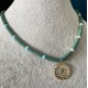 Bigiotteria Artigianale | Collana girocollo con ciondolo con turchese e perle - Emat5colla