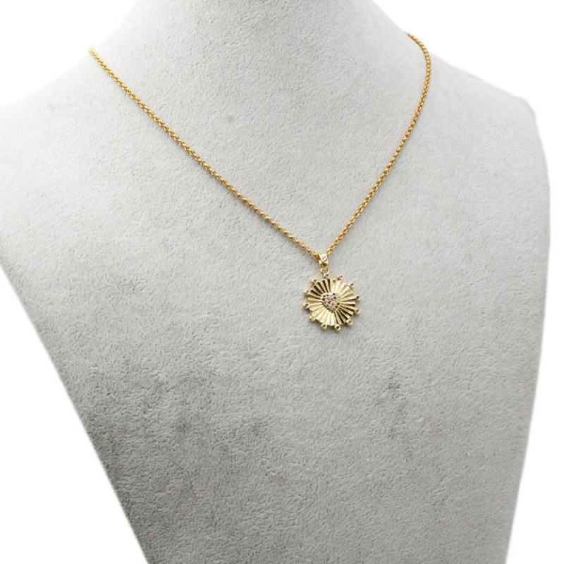 Collana oro con ciondolo cuore sacro strass colorati (xer6colla) - pietreeminuterie.com