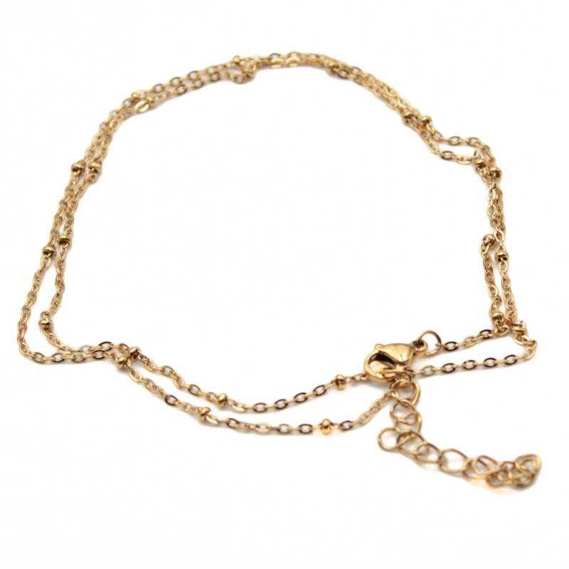 Collana completa acciaio oro maglia a palline alternate regolabile 50/55 cm (coll-pal-91) - pietreeminuterie.com