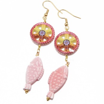 Orecchini in ceramica finitura oro conf. 1 coppia