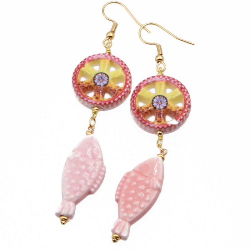 Orecchini in ceramica finitura oro conf. 1 coppia (or5-0288) - pietreeminuterie.com