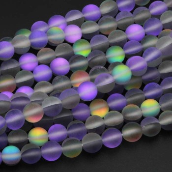 Boreal Beads Tonde Lisce Smoke violet A/B Multicolor 8 mm – Filo 40 cm