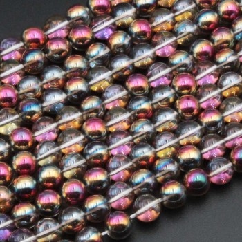 Boreal Beads Tonde Lisce Dark Grey A/B con Riflessi Rosa e Oro – Filo 40 cm Boreal Beads Tonde Lisce Dark Grey A/B con Riflessi Rosa e Oro – Filo 40 cm