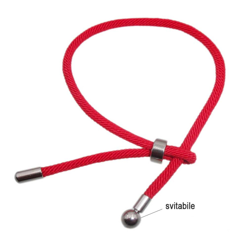 Bracciale nylon alta qualità e acciaio inox rosso regolabile 1 pz (brt266d3) - pietreeminuterie.com