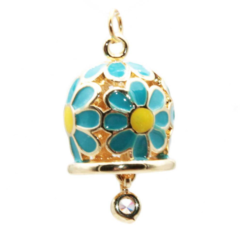 Campanella smaltata azzurra e gialla 15 mm conf. 1 pz (camp-003) - pietreeminuterie.com