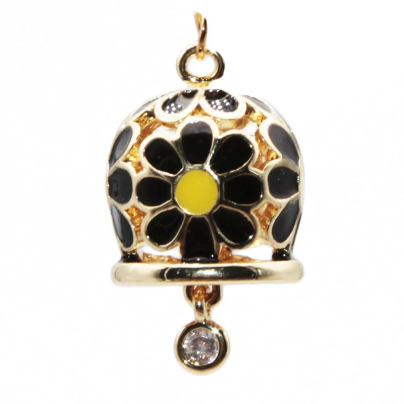 Campanella smaltata nera e gialla 15 mm conf. 1 pz (camp-204) - pietreeminuterie.com