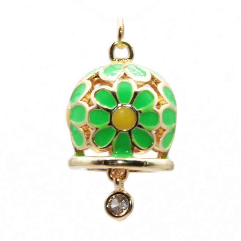 Campanella smaltata verde e gialla 15 mm conf. 1 pz (camp-004) - pietreeminuterie.com