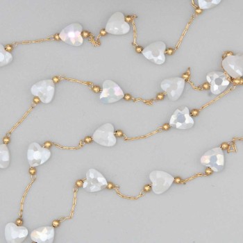 Catena in acciaio oro con cristalli cuori panna a/b con. 20 cm