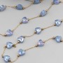 Catena in acciaio oro con cristalli cuori sky blue a/b con. 20 cm