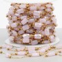 Catena in acciaio oro con cristalli rettangolari rosa a/b con. 20 cm